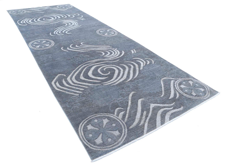 Transitional Hand Knotted Onyx Farhan Wool Rug of Size 6'1'' X 16'0'' in Grey and Grey Colors - Made in Afghanistan
