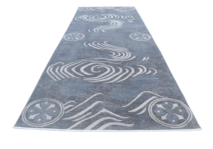 Transitional Hand Knotted Onyx Farhan Wool Rug of Size 6'1'' X 16'0'' in Grey and Grey Colors - Made in Afghanistan