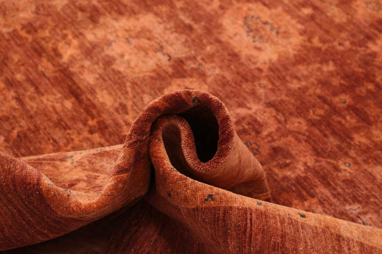 Transitional Hand Knotted Overdyed Farhan Wool Rug of Size 8'9'' X 11'3'' in Rust and Rust Colors - Made in Afghanistan