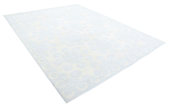 Transitional Hand Knotted Artemix Farhan Wool Rug of Size 8'11'' X 11'7'' in Ivory and Blue Colors - Made in Afghanistan