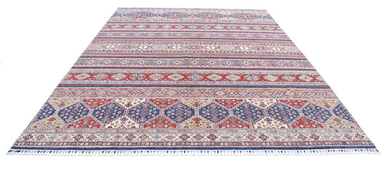 Traditional Hand Knotted Khurjeen Farhan Wool Rug of Size 8'10'' X 11'10'' in Multi and Multi Colors - Made in Afghanistan