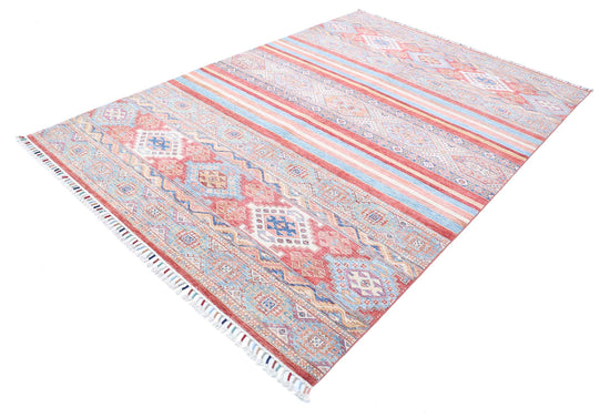 Traditional Hand Knotted Khurjeen Farhan Wool Rug of Size 6'6'' X 9'7'' in Multi and Multi Colors - Made in Afghanistan