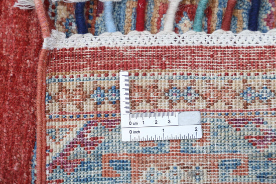 Traditional Hand Knotted Khurjeen Farhan Wool Rug of Size 6'6'' X 9'7'' in Multi and Multi Colors - Made in Afghanistan