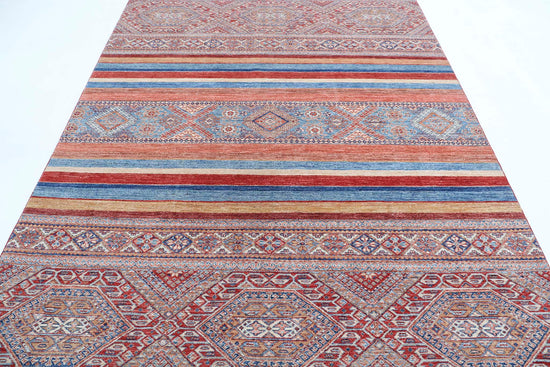 Traditional Hand Knotted Khurjeen Farhan Wool Rug of Size 6'7'' X 9'7'' in Multi and Multi Colors - Made in Afghanistan