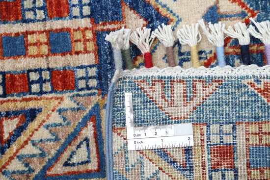 Traditional Hand Knotted Khurjeen Farhan Wool Rug of Size 5'5'' X 7'11'' in Multi and Ivory Colors - Made in Afghanistan