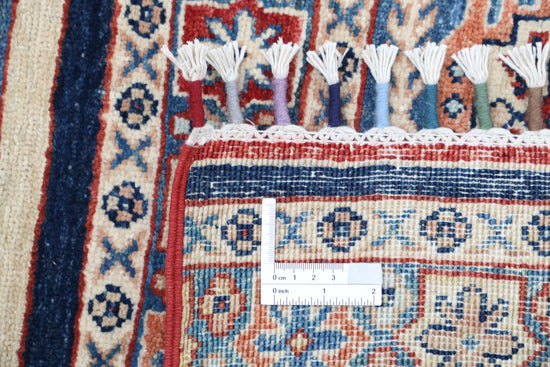 Traditional Hand Knotted Khurjeen Farhan Wool Rug of Size 5'4'' X 7'9'' in Multi and Blue Colors - Made in Afghanistan