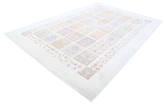 Traditional Hand Knotted Serenity Farhan Wool Rug of Size 8'1'' X 11'10'' in Ivory and Grey Colors - Made in Afghanistan