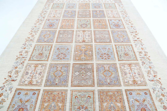 Traditional Hand Knotted Serenity Farhan Wool Rug of Size 8'1'' X 11'10'' in Ivory and Grey Colors - Made in Afghanistan