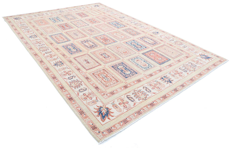 Traditional Hand Knotted Ziegler Farhan Wool Rug of Size 7'11'' X 11'6'' in Gold and Blue Colors - Made in Afghanistan