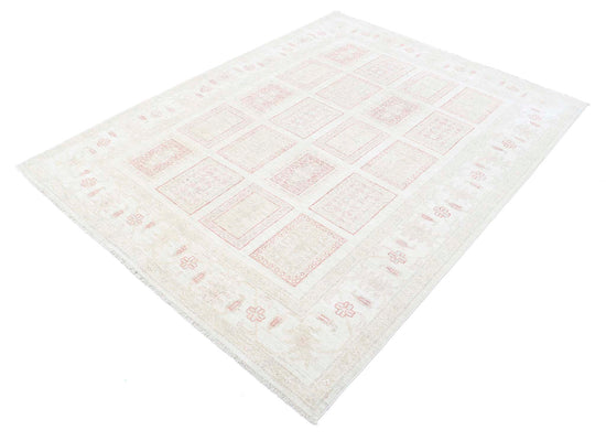 Traditional Hand Knotted Serenity Farhan Wool Rug of Size 5'6'' X 7'1'' in Ivory and Grey Colors - Made in Afghanistan