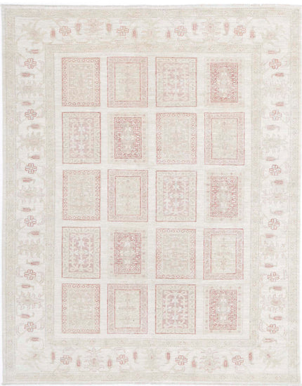 Traditional Hand Knotted Serenity Farhan Wool Rug of Size 5'6'' X 7'1'' in Ivory and Grey Colors - Made in Afghanistan