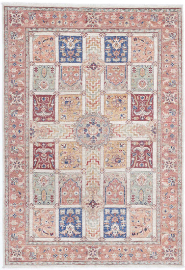 Traditional Hand Knotted Ziegler Farhan Wool Rug of Size 3'10'' X 5'8'' in Ivory and Rust Colors - Made in Afghanistan