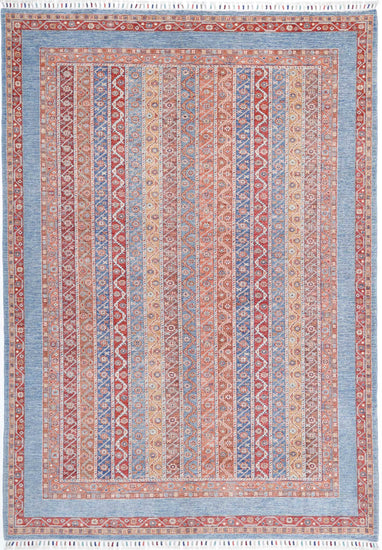 Traditional Hand Knotted Shaal Farhan Wool Rug of Size 6'8'' X 9'8'' in Multi and Multi Colors - Made in Afghanistan