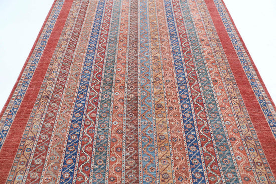 Traditional Hand Knotted Shaal Farhan Wool Rug of Size 6'7'' X 9'5'' in Red and Multi Colors - Made in Afghanistan