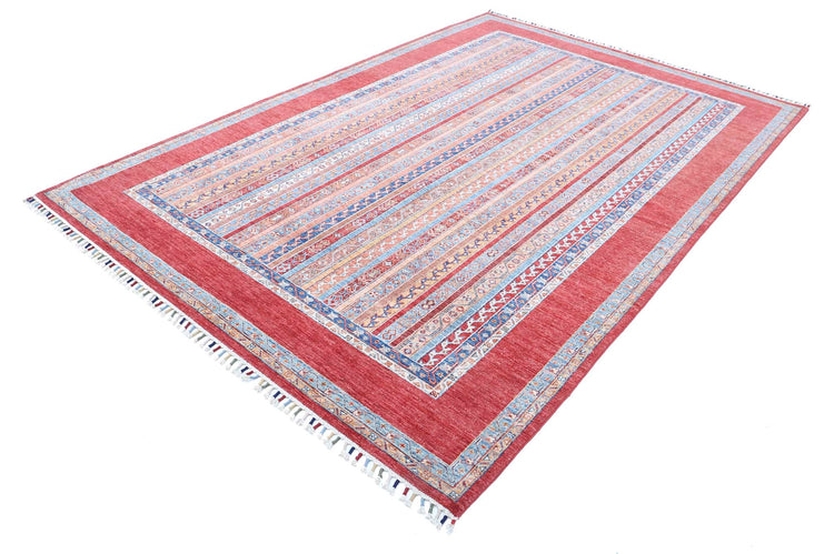 Traditional Hand Knotted Shaal Farhan Wool Rug of Size 6'8'' X 9'10'' in Multi and Multi Colors - Made in Afghanistan