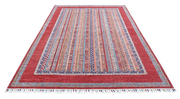 Traditional Hand Knotted Shaal Farhan Wool Rug of Size 6'8'' X 9'10'' in Multi and Multi Colors - Made in Afghanistan