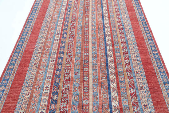 Traditional Hand Knotted Shaal Farhan Wool Rug of Size 5'7'' X 8'1'' in Multi and Multi Colors - Made in Afghanistan