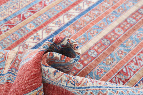 Traditional Hand Knotted Shaal Farhan Wool Rug of Size 5'7'' X 8'1'' in Multi and Multi Colors - Made in Afghanistan