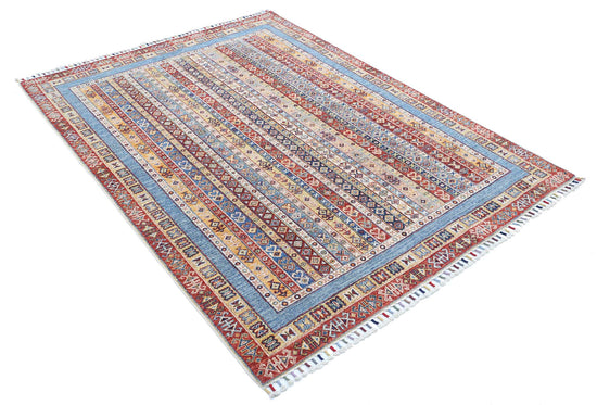 Traditional Hand Knotted Shaal Farhan Wool Rug of Size 4'11'' X 6'7'' in Multi and Multi Colors - Made in Afghanistan