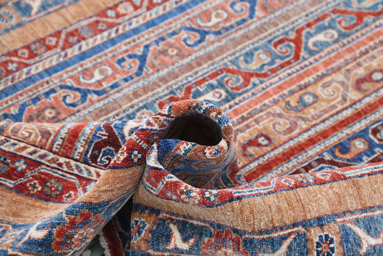Traditional Hand Knotted Shaal Farhan Wool Rug of Size 4'10'' X 6'9'' in Multi and Multi Colors - Made in Afghanistan