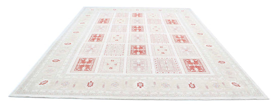 Traditional Hand Knotted Serenity Farhan Wool Rug of Size 9'7'' X 12'6'' in Ivory and Gold Colors - Made in Afghanistan