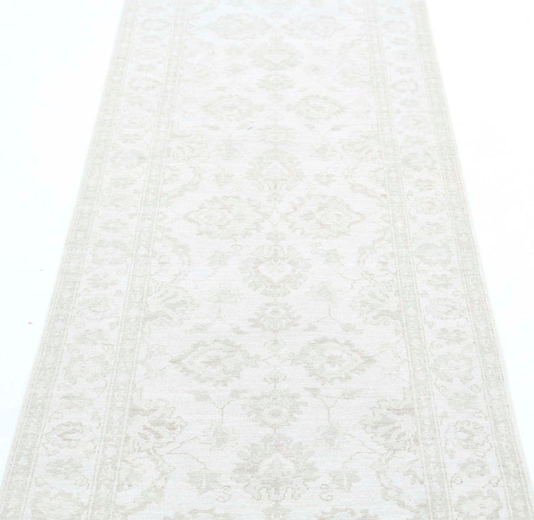 Traditional Hand Knotted Serenity Farhan Wool Rug of Size 2'7'' X 8'2'' in Ivory and Taupe Colors - Made in Afghanistan