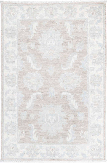 Traditional Hand Knotted Serenity Farhan Wool Rug of Size 2'1'' X 3'2'' in Brown and Ivory Colors - Made in Afghanistan