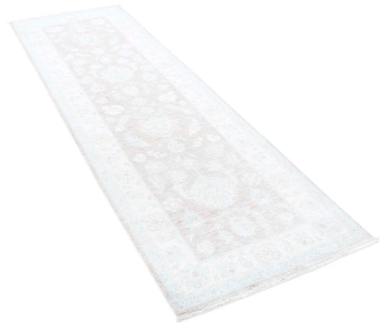Traditional Hand Knotted Serenity Farhan Wool Rug of Size 2'8'' X 8'3'' in Taupe and Ivory Colors - Made in Afghanistan