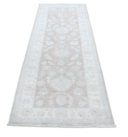 Traditional Hand Knotted Serenity Farhan Wool Rug of Size 2'8'' X 8'3'' in Taupe and Ivory Colors - Made in Afghanistan