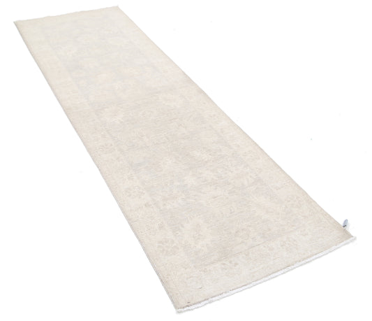 Traditional Hand Knotted Serenity Farhan Wool Rug of Size 2'6'' X 7'11'' in Ivory and Grey Colors - Made in Afghanistan