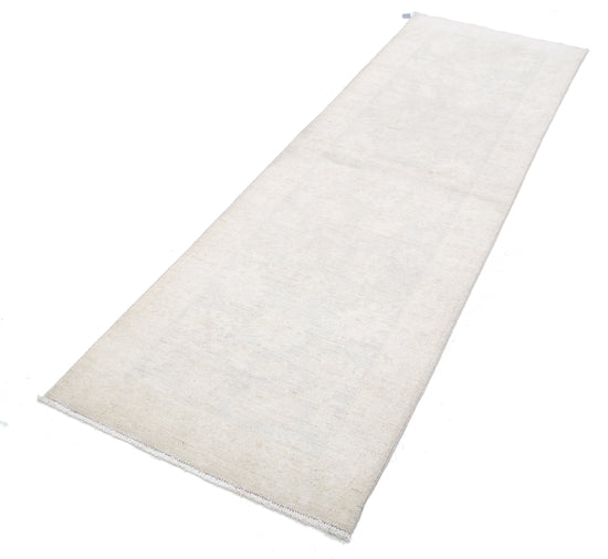 Traditional Hand Knotted Serenity Farhan Wool Rug of Size 2'6'' X 7'11'' in Ivory and Grey Colors - Made in Afghanistan