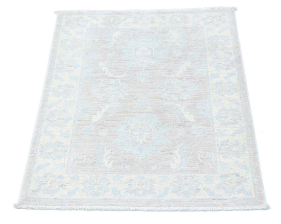 Traditional Hand Knotted Serenity Farhan Wool Rug of Size 2'2'' X 3'1'' in Grey and Ivory Colors - Made in Afghanistan