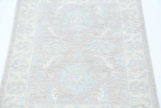 Traditional Hand Knotted Serenity Farhan Wool Rug of Size 2'2'' X 3'1'' in Grey and Ivory Colors - Made in Afghanistan