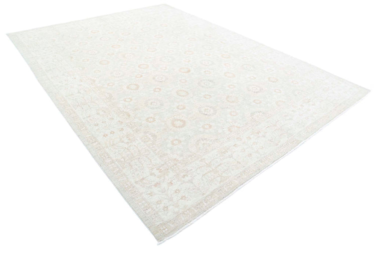 Traditional Hand Knotted Serenity Farhan Wool Rug of Size 8'8'' X 11'8'' in Ivory and Taupe Colors - Made in Afghanistan
