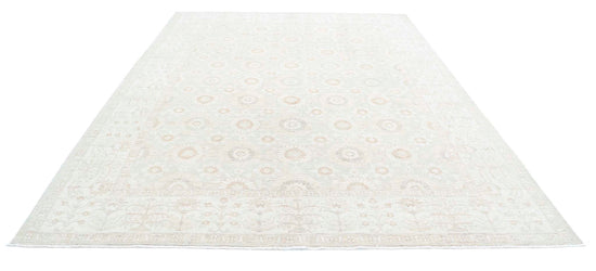Traditional Hand Knotted Serenity Farhan Wool Rug of Size 8'8'' X 11'8'' in Ivory and Taupe Colors - Made in Afghanistan