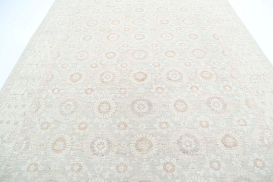 Traditional Hand Knotted Serenity Farhan Wool Rug of Size 8'8'' X 11'8'' in Ivory and Taupe Colors - Made in Afghanistan