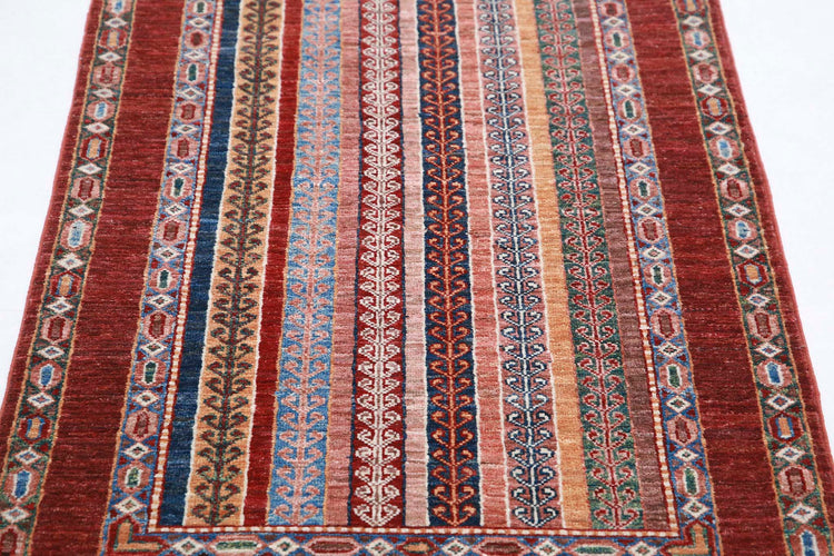 Traditional Hand Knotted Shaal Farhan Wool Rug of Size 2'7'' X 4'1'' in Multi and Multi Colors - Made in Afghanistan