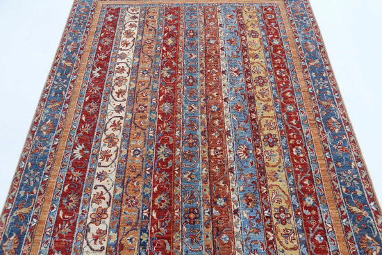 Traditional Hand Knotted Shaal Farhan Wool Rug of Size 4'10'' X 6'7'' in Multi and Multi Colors - Made in Afghanistan