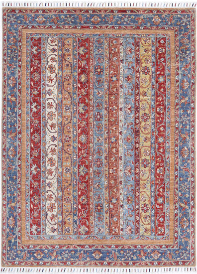Traditional Hand Knotted Shaal Farhan Wool Rug of Size 4'10'' X 6'7'' in Multi and Multi Colors - Made in Afghanistan