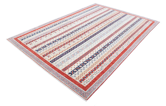Traditional Hand Knotted Shaal Farhan Wool Rug of Size 6'5'' X 9'7'' in Multi and Multi Colors - Made in Afghanistan