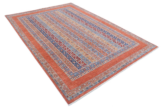 Traditional Hand Knotted Shaal Farhan Wool Rug of Size 6'7'' X 9'4'' in Multi and Multi Colors - Made in Afghanistan