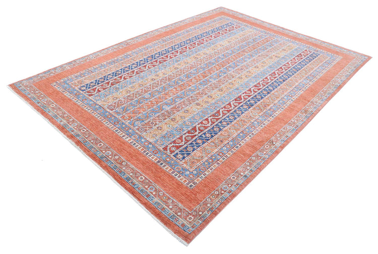 Traditional Hand Knotted Shaal Farhan Wool Rug of Size 6'7'' X 9'4'' in Multi and Multi Colors - Made in Afghanistan
