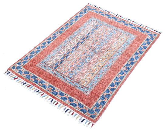 Traditional Hand Knotted Shaal Farhan Wool Rug of Size 2'8'' X 3'11'' in Multi and Multi Colors - Made in Afghanistan