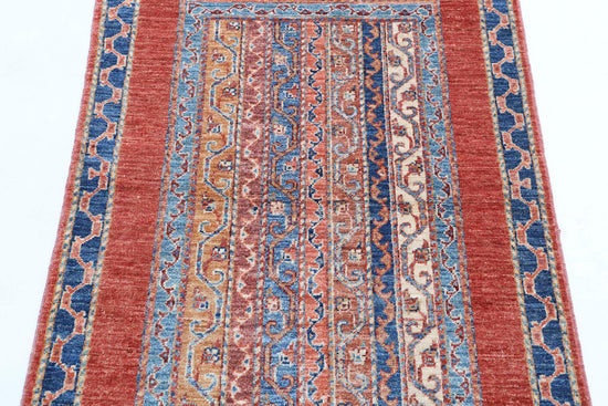 Traditional Hand Knotted Shaal Farhan Wool Rug of Size 2'8'' X 3'11'' in Multi and Multi Colors - Made in Afghanistan