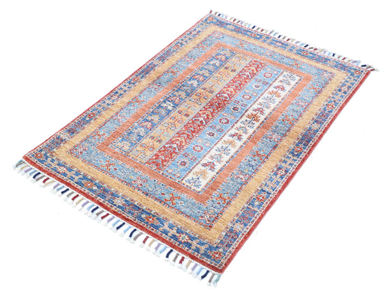 Traditional Hand Knotted Shaal Farhan Wool Rug of Size 2'10'' X 4'2'' in Multi and Multi Colors - Made in Afghanistan