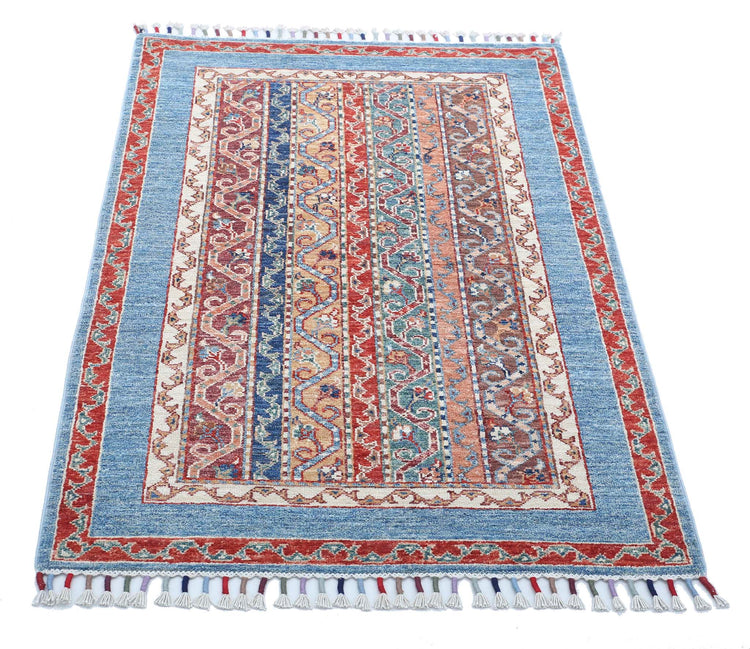 Traditional Hand Knotted Shaal Farhan Wool Rug of Size 2'9'' X 4'1'' in Multi and Multi Colors - Made in Afghanistan