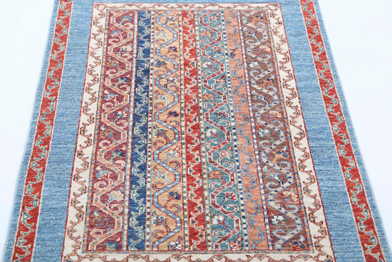 Traditional Hand Knotted Shaal Farhan Wool Rug of Size 2'9'' X 4'1'' in Multi and Multi Colors - Made in Afghanistan
