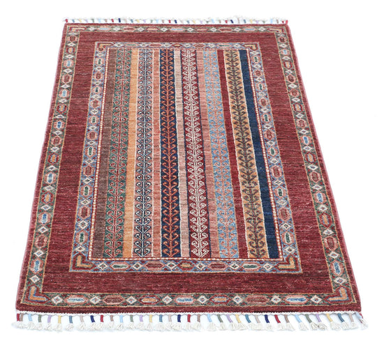 Traditional Hand Knotted Shaal Farhan Wool Rug of Size 2'8'' X 4'0'' in Multi and Multi Colors - Made in Afghanistan