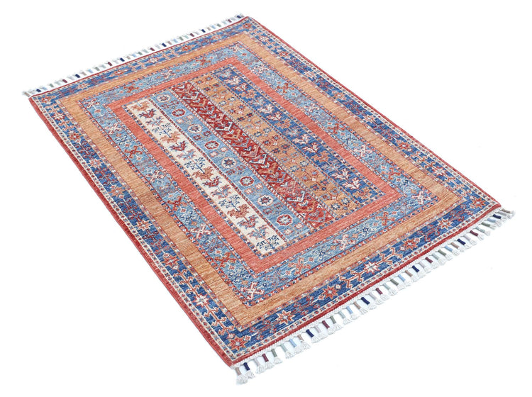 Traditional Hand Knotted Shaal Farhan Wool Rug of Size 2'10'' X 3'10'' in Multi and Multi Colors - Made in Afghanistan