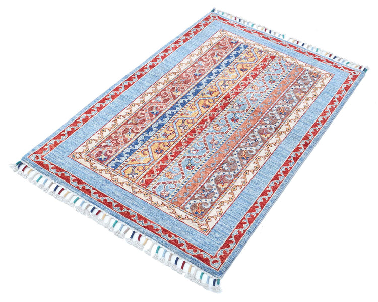 Traditional Hand Knotted Shaal Farhan Wool Rug of Size 2'8'' X 4'1'' in Multi and Multi Colors - Made in Afghanistan